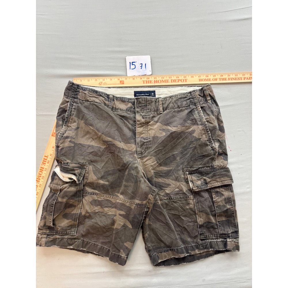 Abercrombie & Fitch Mens Camo Cargo Shorts Size 36 Green Brown Camouflage 1571